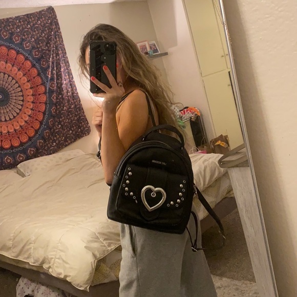 Love Moschino Black Heart-Accent Mini Backpack